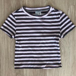 H&M Divided Striped Crop Tshirt